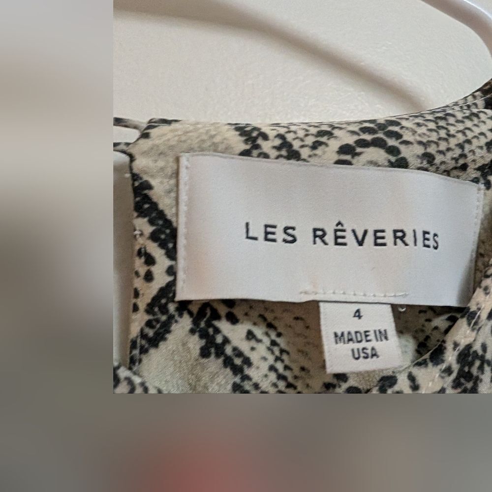 NWOT Les Rêveries Printed Silk Crepe De Chine Midi Dress in Snake print Size 4 - Picture 6 of 8